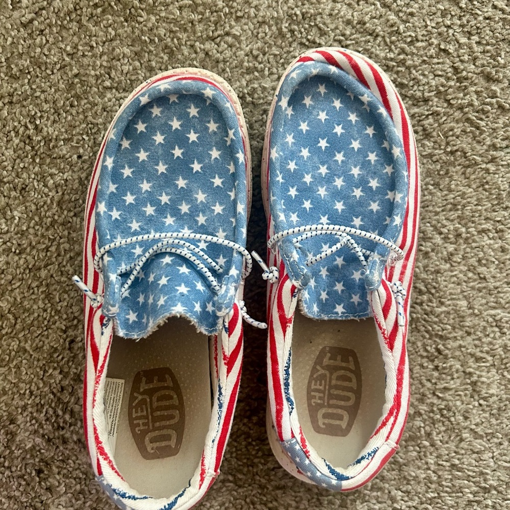 Hey Dude Kids' Starry Stripes Slippers - Blue and Red